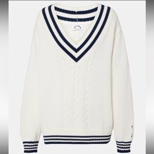 The Upside Louie Cotton V-Neck Sweater White and Black